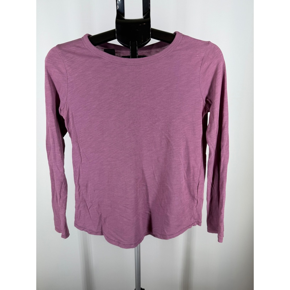 Madewell Womens XXS‎ Long Sleeve Slub Cotton Crewneck Tee Mauve Purple Top